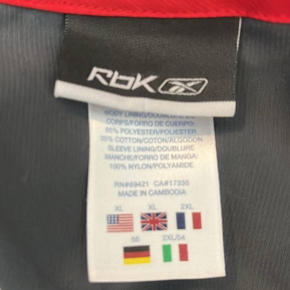 Reebok Red & Gray Full Zippered Windbreaker Size XL - Picture 9 of 11